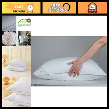 Standard Goose Feather Down Pillow - Soft Cotton Cover, 20x26in, White Stripe, S