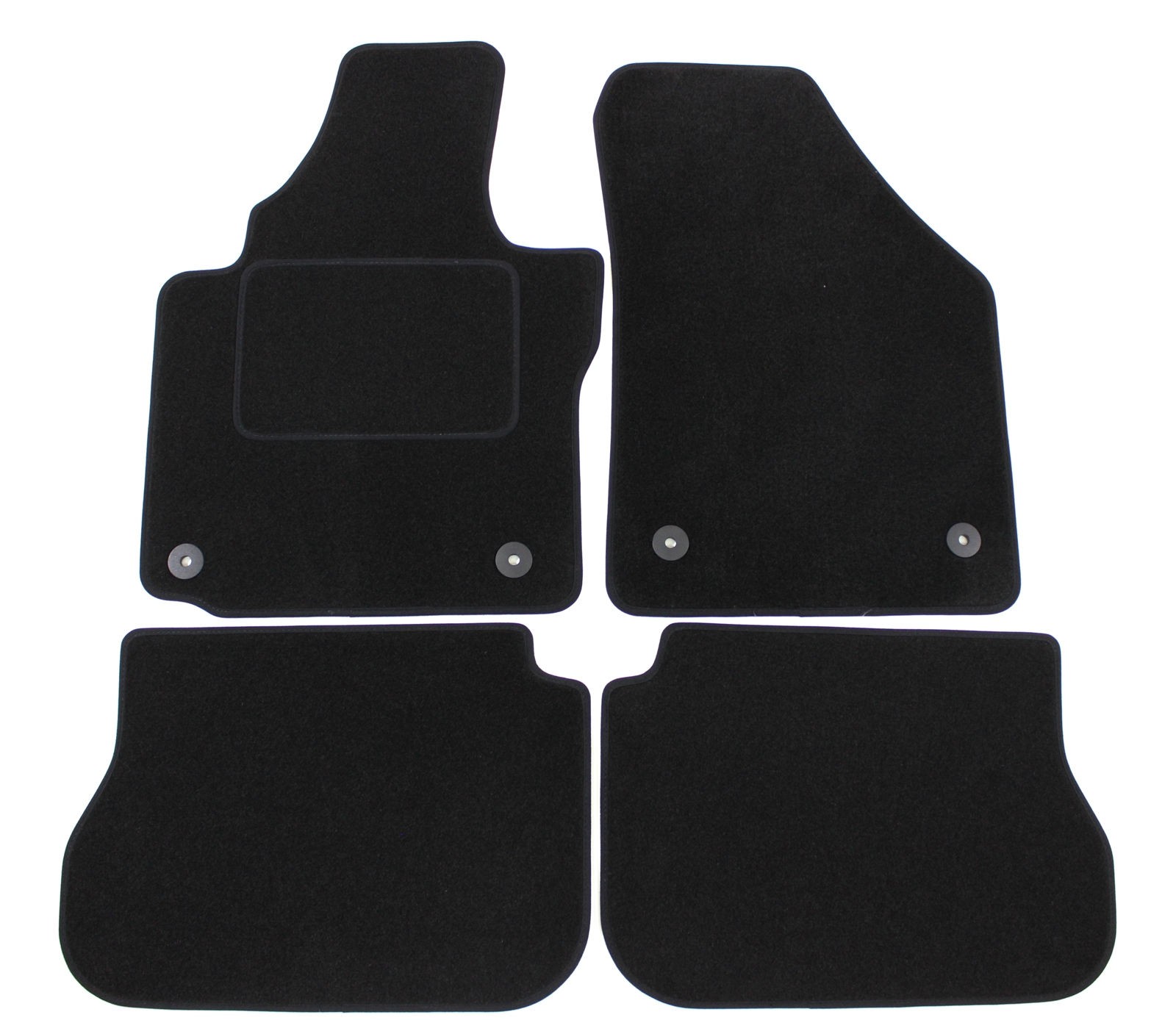Tapis de sol en velours sur mesure pour Volkswagen Caddy de 2003 à 2015 - Set de 4 pièces noir