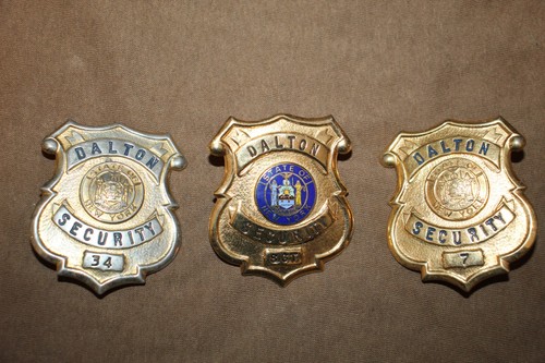 Lot of Three Vintage Dalton Security New York State Badges