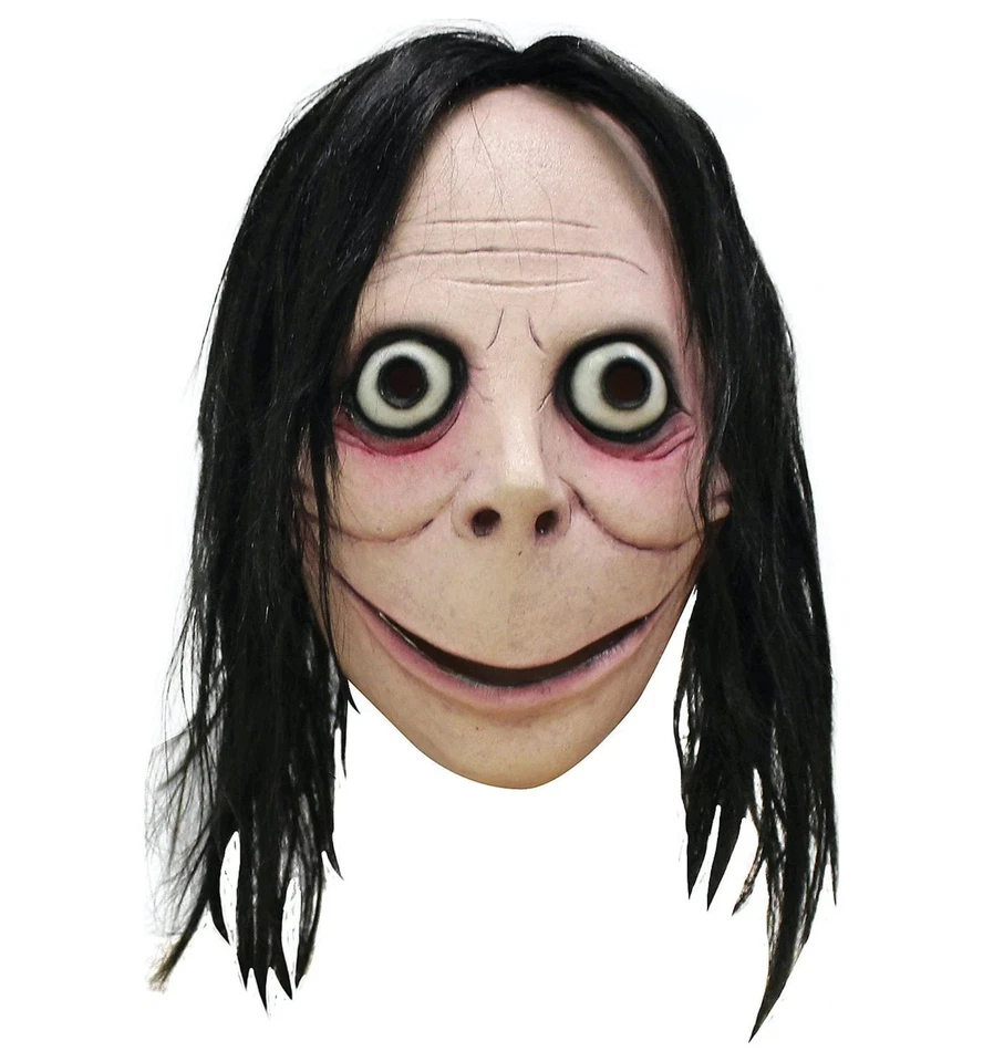 Momo Creepypasta Horror Monster Demon Adult Mens Costume Overhead Mask & Hair - Image 4 of 4