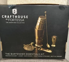Crafthouse Signature Collection Stainless Steel Gold Bartender Essentials Kit