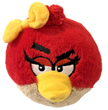 Rovio Angry Birds Red Girl Bird Yellow Bow 4" Plush Toy Stuffed Animal No Sound