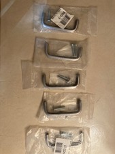 Set of 5 brushed metal 3" cabinet handles.