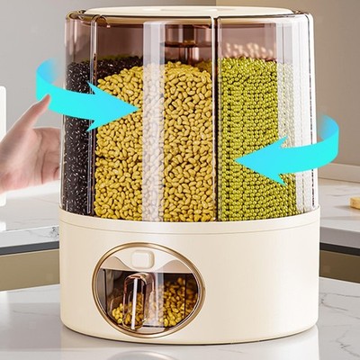 Reis Vorratsbehälter Reisspender 6 Gitter Multiuse 360° drehbar Getreide