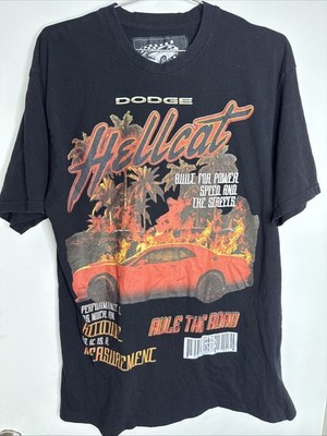 Reason x Dodge Challenger Hellcat LMTD Edition Racing Black T-Shirt Men's LARGE