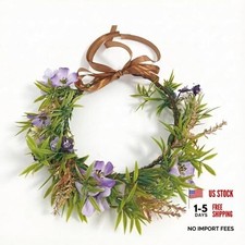 2 Pack Boho Floral Hair Wreath for Wedding Handmade Flower Crown Purple