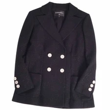 Chanel Jacket 19c P60276 Tailored Wool Tweed Coco Mark Button Used MOLO-0