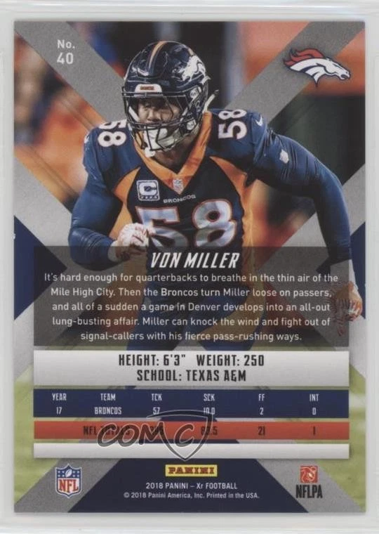 2018 Panini XR Red /299 Von Miller #40 - Image 2 of 2
