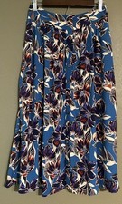 GARNET HILL Teal Floral Button Midi Skirt Women  s Medium