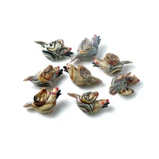 4 Handmade Lampwork Glass Taffy Bird Beads 16x26mm