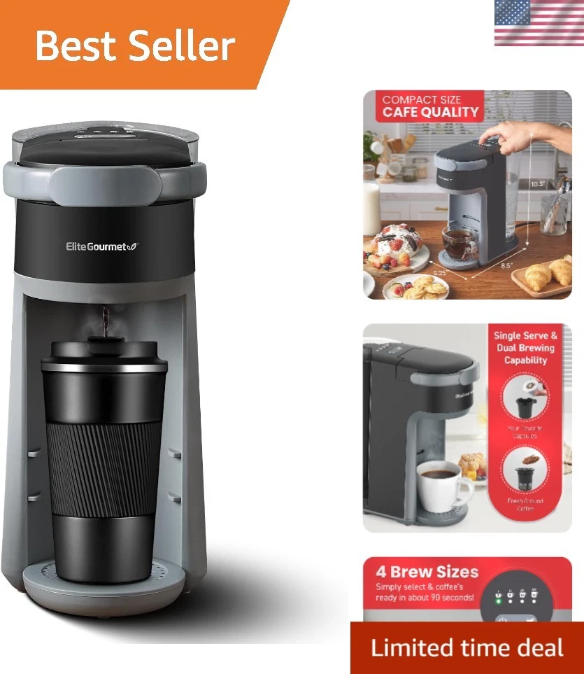 Black 2-in-1 Capsule Coffee Maker with Auto Shut-Off & 1450 Watts Efficiency