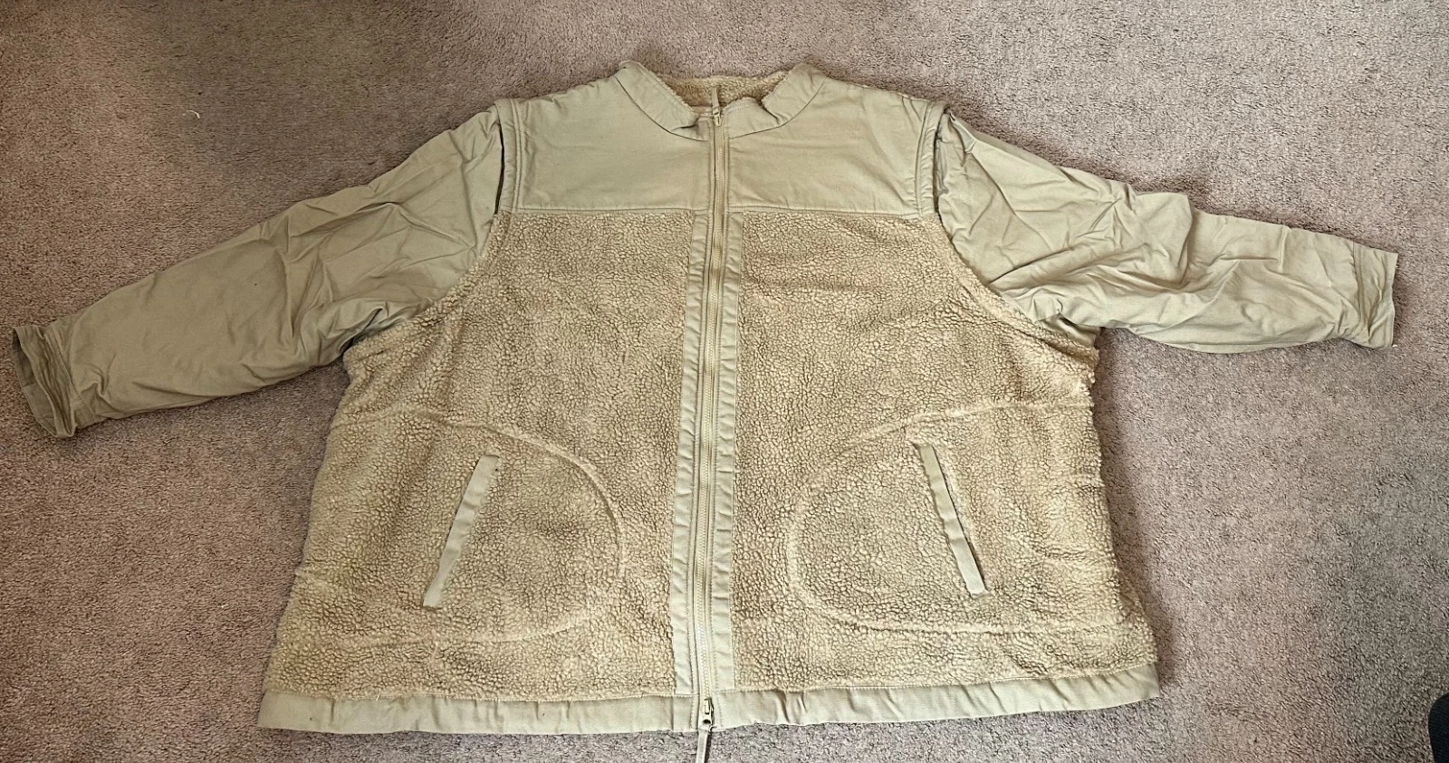 OFF WHITE NEW Giacca in pile da uomo Boulder Creek Trading Company full zip Taglia 7XL