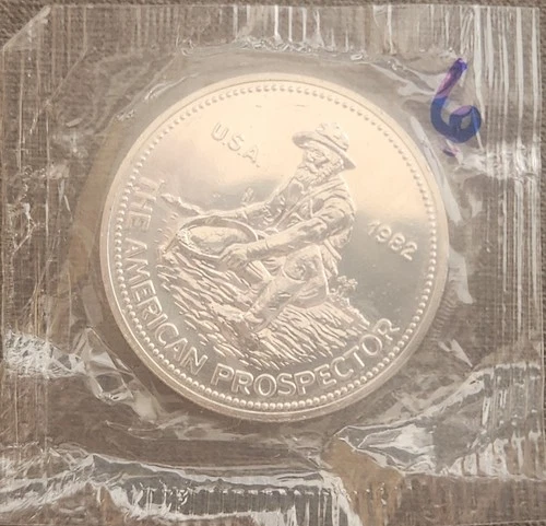 1982 USA - 1 oz .999 Fine Silver Engelhard - The American Prospector - Round 6