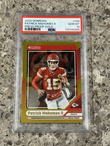 Patrick Mahomes II 2024 Donruss Press Proof Gold Prizm #’d/50 PSA 10 GEM MINT