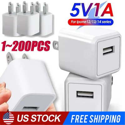 #ad #ad White 1A USB Power Adapter AC Home Wall Charger US Plug FOR iPhone 5 6 7 8 LOT $2.69