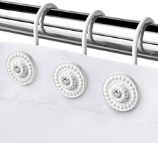 White Shower Curtain Hooks, Rust Proof Shower Curtain Rings for Bathroom, Metal