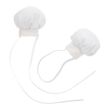 2pcs Chef Hat For Dolls: Miniature White Plush Doll Cap With Elastic Band And