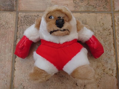 Vintage Grove White Gorilla rote Boxhandschuhe & Shorts weiches Plüschtier 9 Zoll