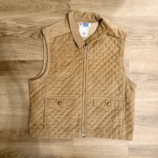 Vintage Collegetown Corduroy Vest Union Made USA Quilted Tan