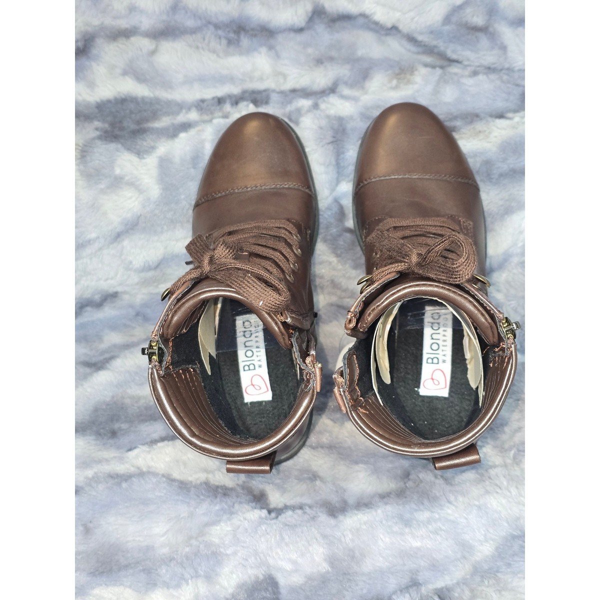 Blondo Waterproof Dark Brown Leather Lace-Up Combat Boots, Size 9.5 Amazon.com | Blondo Women main image 4