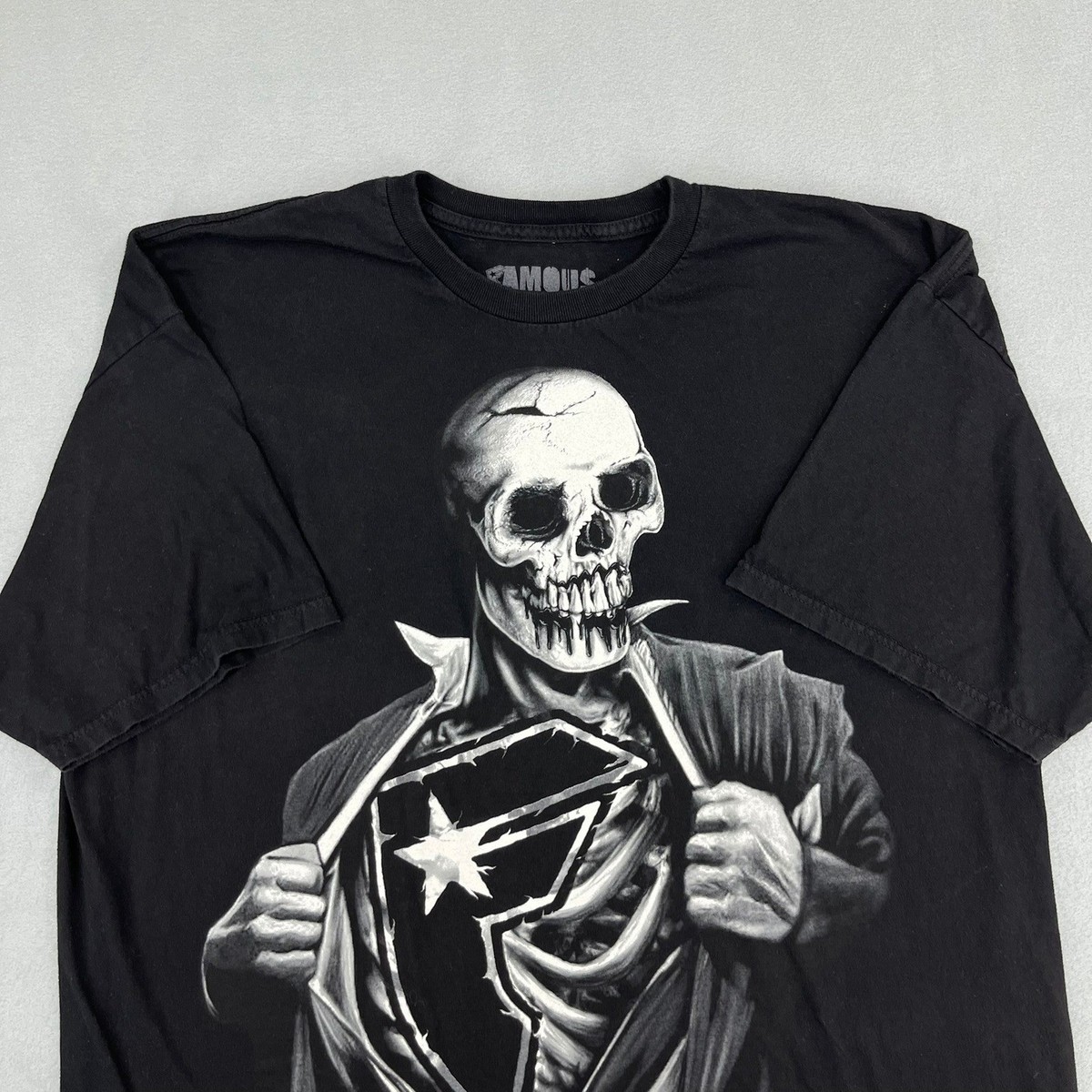 Famous Stars and Straps Mens XXL Black Skeleton Graphic T-Shirt 