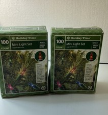 Holiday Time 100 ct Mini Light Set Clear  Blue Green Wire 24ft Indoor Outdoor