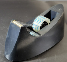 Vintage Scotch Decor C-15 Black Weighted Desktop Tape Dispenser w/ Tape