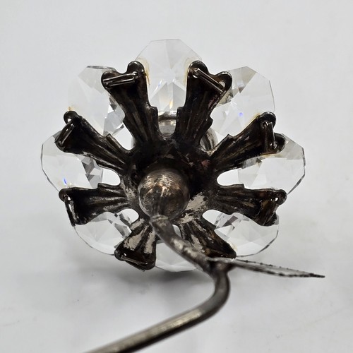 Candelabra Prism Crystal Flower Shaped Sconces Silver Plate Vintage Candleholder - Picture 6 of 15