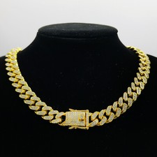 Bling Men Cuban Link Chain 13mm / 15mm Thick Hip Hop Zinc Rhinestone Necklace