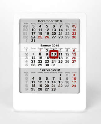 3-Monats-Tischkalender für 2026 und 2027 - Tischaufsteller - weiß - Vela