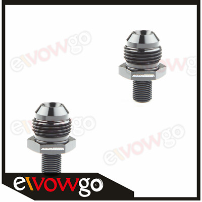 US 2PCS -8AN AN8 To M10x1.0mm Metric Straight Male Thread Fitting Adapter Black