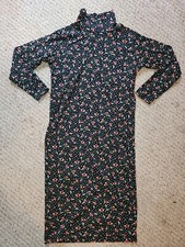Vintage L.L BEAN Freeport Maine Floral Cottagecore Dress S/M Black