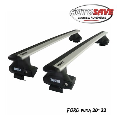 Thule Aluminum WingBar Evo Silver Roof Bars Set to fit Ford Puma 20-22 Lockable