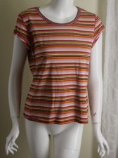NUEVO CON ETIQUETAS Oilily Talla XL Funciona L Hermosa Blusa Camiseta Top a Rayas Holandesas Colorida Funky