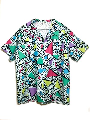 RETRO 80 s 90 s Button Down Shortsleeve Shirt Men Women NEW WITHOUT TAGS