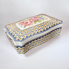 Antica Scatolina Scatola Portagioie Vintage in porcellana dipinta a mano 