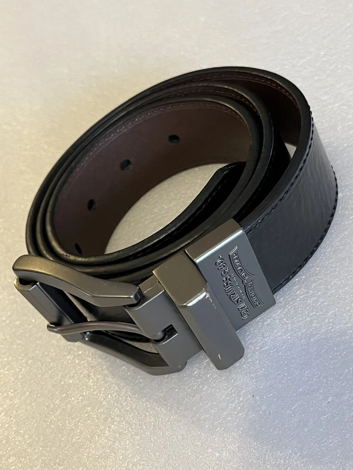 Cinturón de cuero reversible Levi Strauss & Co marrón negro 32/80 ancho 1,5 Foto 2 de 4