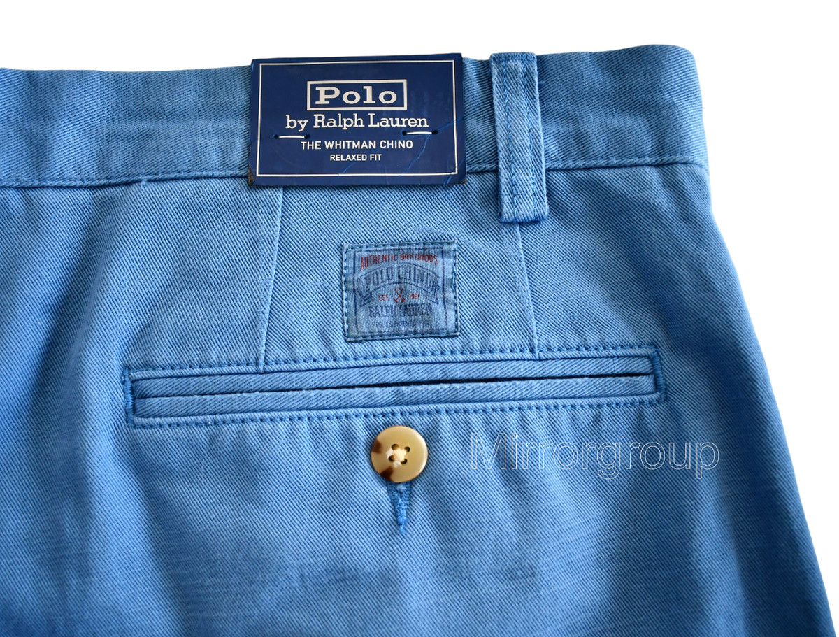 NEW POLO RALPH LAUREN Blue Cotton Relaxed Fit THE WHITMAN CHINO