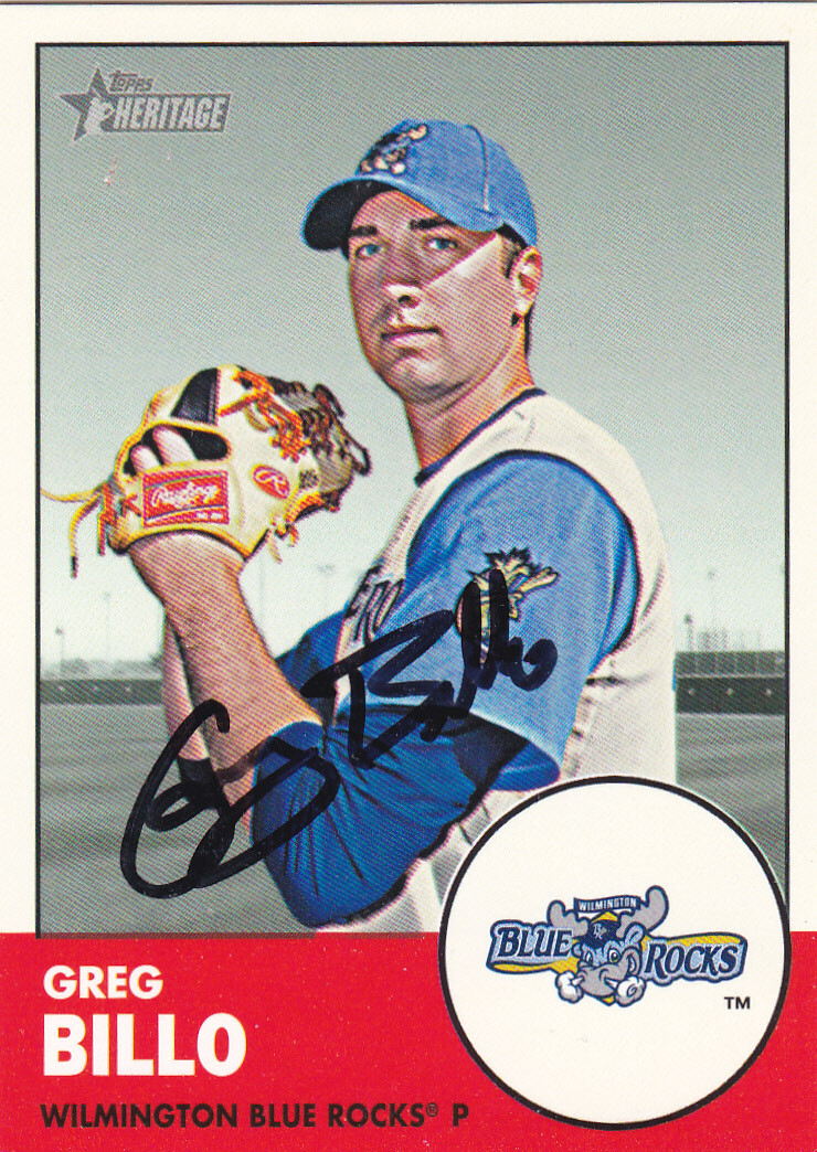 GREG BILLO WILMINGTON BLUE ROCKS SIGNED 2012 HERITAGE MINOR LEAGUE
