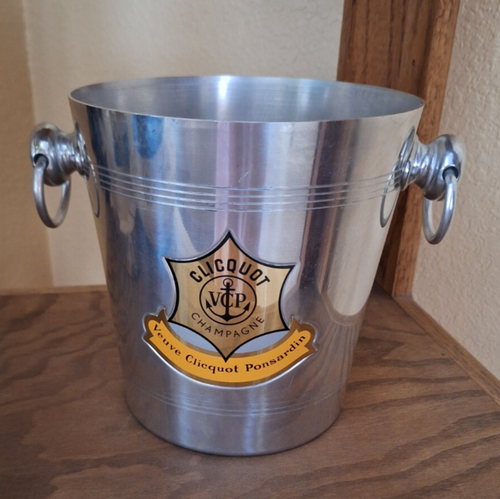 VTG Veuve Clicquot Ponsardin VCP Champagne Ice Bucket Cooler Silver France 8"