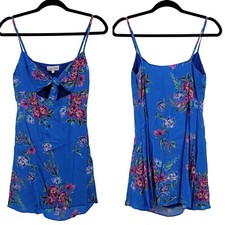 Womens Privacy Please Dress Resort Beach Knot Cutout Bustier Mini Blue Floral S