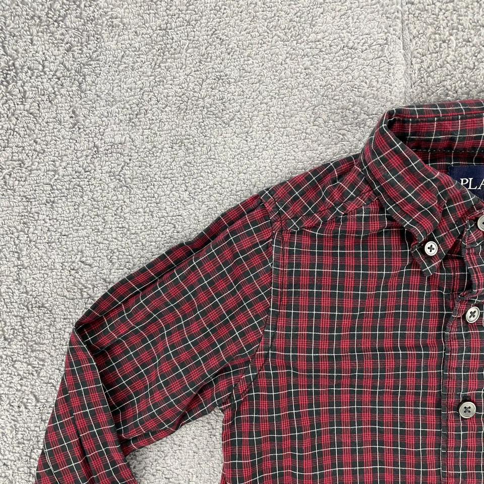 Рубашка на пуговицах The Childrens Place для мальчиков XS 4 синяя бордовая клетчатая праздничная - Изображение 3 из 4