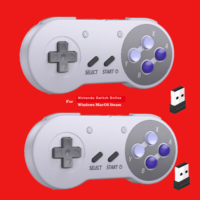 2PCS Wireless SNES Controller for NS Switch Online/Steam PC Window MAC Raspberry