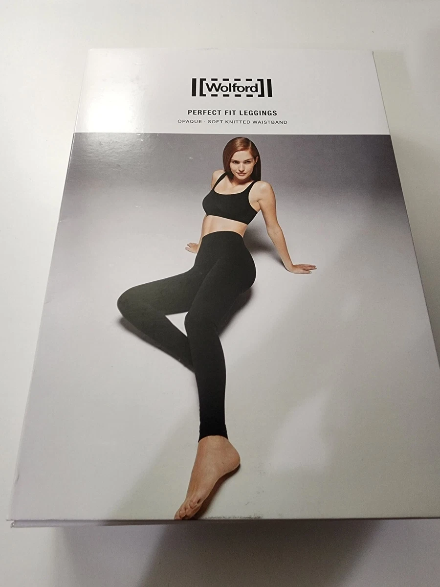 $224 Wolford Women's Black Solid Perfect Fit Stretch Pull-on Leggings Size L