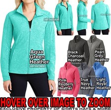 Ladies Full Zip Jacket Heathered Soft Warm Micro Fleece Pockets XS-XL 2X, 3X, 4X
