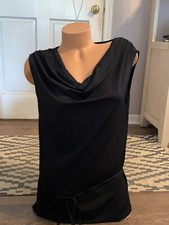 NWOT Women's Nine West Cowl Neck Sleeveless Tunic Top Size L Black Belted Waist