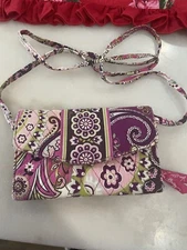 Vera Bradley Wallet on a String Very Berry Paisley Retired