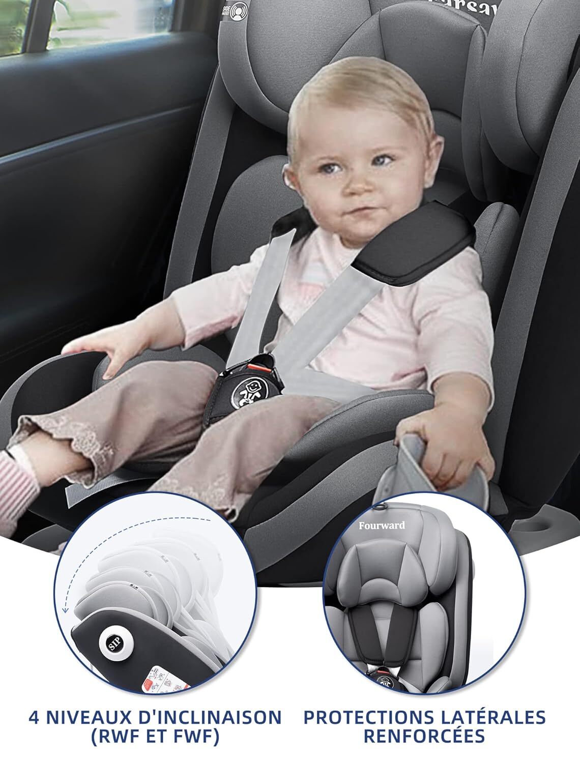 Fourward Seggiolino Auto Girevole 360° per Bambini foto 3