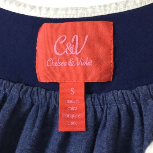 Chelsea & Violet Top Small Blue Sleeveless Embroidered Rayon Flowy - Picture 4 of 10