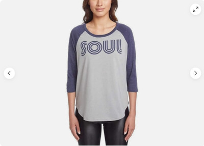 Chaser Womens 3/4 Sleeve Graphic Tee(BLUE  Pltava Small)NWT